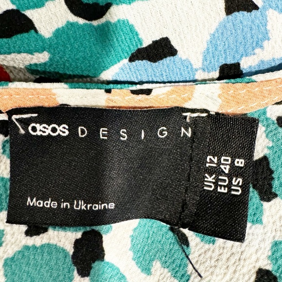 ASOS | Rainbow Animal Print Abstract Tiered Mini Baby Doll Dress or Tunic Sz. 8 - Picture 4 of 6